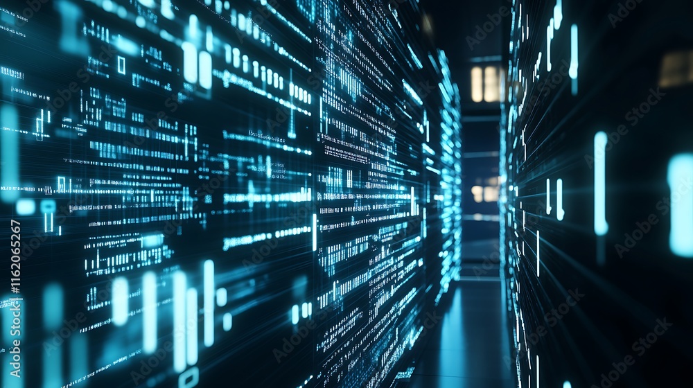 Poster abstract digital data streams flowing through cyberspace
