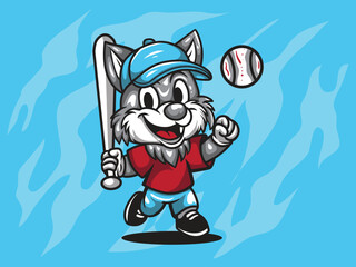 The Wolf Pack's Wild Baseball Game vector illustration hand made