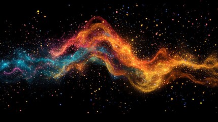Obraz premium Cosmic Nebula Vibrant Stardust Wave in Space