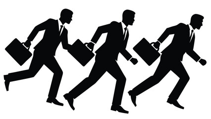 Hurrying Business People Monochrome Set