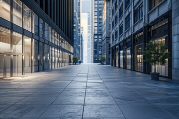 Obraz premium Desolate city street in financial district.