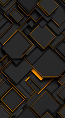 Naklejka premium A black and orange patterned background with squares of different sizes. The squares are arranged in a way that creates a sense of depth and dimension. Scene is bold and modern, with the black