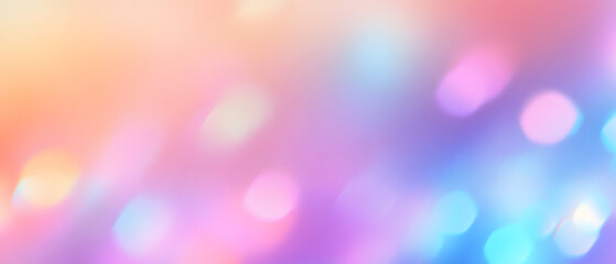 Abstract pastel holographic blurred grainy gradient banner background texture. Colorful digital grain soft noise effect pattern. Lo-fi multicolor vintage retro design.