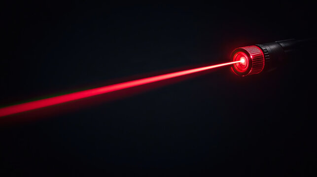 Red Laser Beam Isolated on Black Background, Intense and Focused Light Streak, Futuristic and High-Energy Design, Sleek and Minimalist Visual Effect, Perfect for Sci-Fi and Technology Concepts