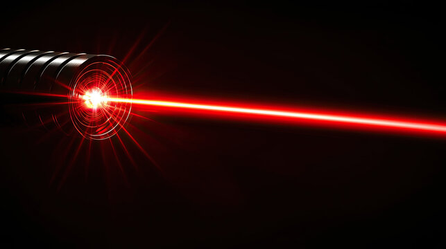 Red Laser Beam Isolated on Black Background, Intense and Focused Light Streak, Futuristic and High-Energy Design, Sleek and Minimalist Visual Effect, Perfect for Sci-Fi and Technology Concepts