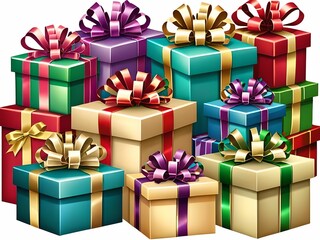 Obraz premium Clipart of a stack of wrapped gifts