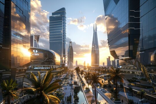 Modern buildings in Riyadh  Saudi Arabia  August 6th 2021