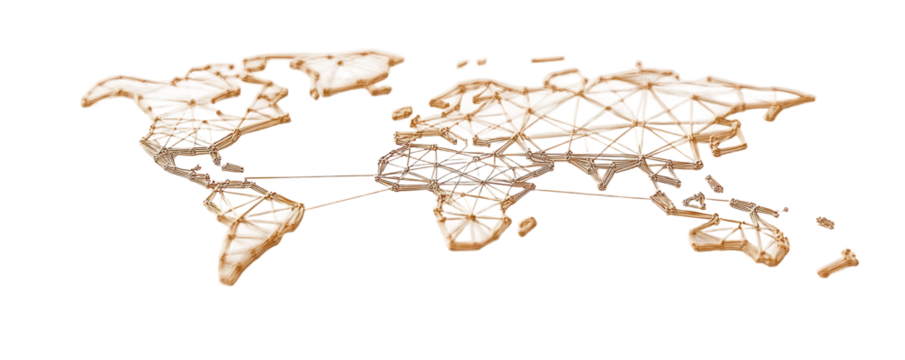 Global network map illustration with transparent background for digital design studio environment artistic viewpoint - Powered by Adobe