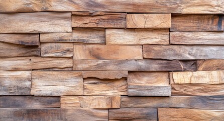 Naklejka premium A textured wooden wall featuring various shades and patterns of wood.