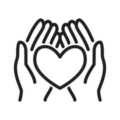 Black and White Heart in Hands Illustration - Editable Vector