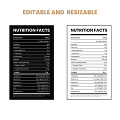 Supplement facts and vitamin facts template ,nutrition facts template