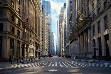 Street without people or cars in a financial area