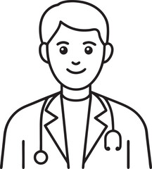 medical doctor icon vector line art.