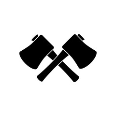 crossed ax icon, simple flat style, illustration, logo sign symbol pictogram template, for ui or ux isolated on white for mobile app, editable