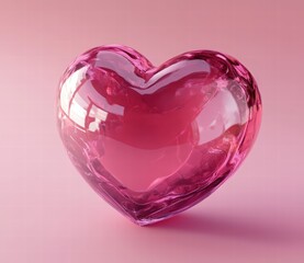 Fototapeta premium 3D realistic plastic heart set on a pink background, in various colors and sizes, a Valentine's Day concept, a love concept