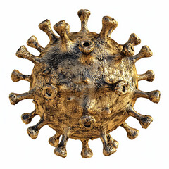 Virus 3D Illustration Isolated on White Background, Microscopic Pathogen Design, Spiky and Spherical Structure, High-Detail Scientific Visualization, Perfect for Medical and Biological Concepts