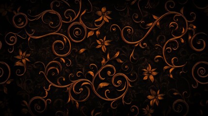Dark Brown Ornate Floral Background Design Texture