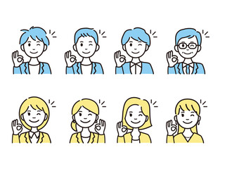 ビジネスパーソンの人物アイコン・アバターアイコンセット