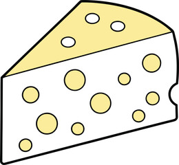 Cheese slice vector line art.