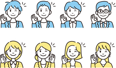 ビジネスパーソンの人物アイコン・アバターアイコンセット