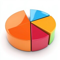 Obraz premium A colorful pie chart illustrating data distribution with four segments in various colors, representing different categories or values for visual analysis.