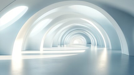 Obraz premium Abstract white arched hallway with light. (1)