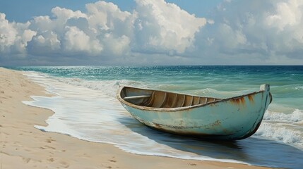 Naklejka premium boat on the beach
