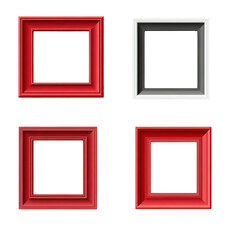 four square picture frames. two red and one gray the frames are arranged in a grid pattern the frames are isolated on a transparent background