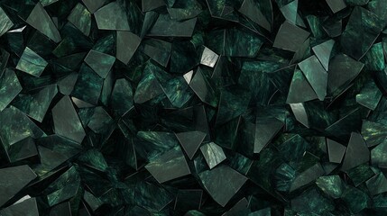 Obraz premium Dark Green Shattered Crystal Geometric Abstract