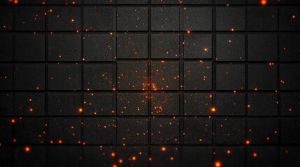 Naklejka premium Dark Grid Background with Glowing Ember Particles
