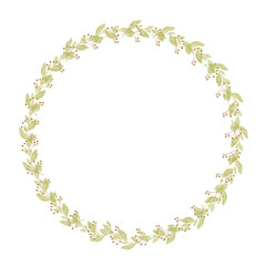 Flower wreath with flowers and leaves