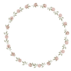 Flower wreath with flowers and leaves