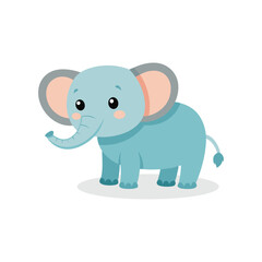 Cute little elephant isolated flat vector illustration on white background