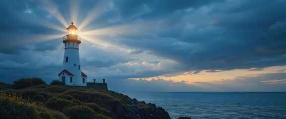 lighthouse at dusk