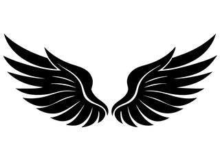 angel wings black silhouette vector, Simple silhouette Design vector icon with white background	