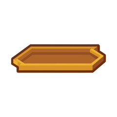 Wooden Tray isolated flat vector illustration on white background.