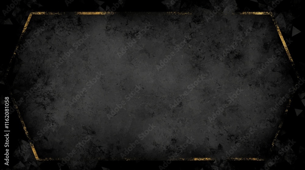 Poster dark textured background with gold hexagon frame
