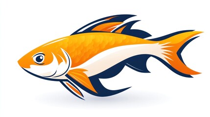 Naklejka premium Orange fish illustration, stylized design.