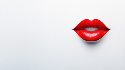 Fototapeta premium Red lipstick mark kiss Over white Studio Background