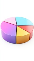 Fototapeta premium This image features a colorful 3D pie chart divided into four segments, showcasing data visualization for analytical purposes.