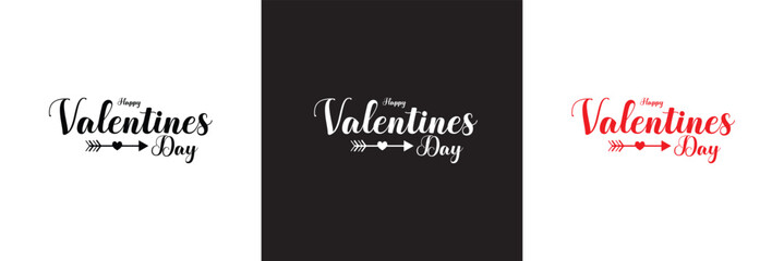 Happy Valentines Day typography poster with handwritten calligraphy text. Vector illustration. isolated on white and black background. EPS 10