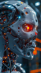 Fototapeta premium Mechanized Mortality: A Skull of the Future