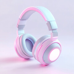 Charming cartoon gaming headset in pastel gray modern design digital art futuristic setting close-up view gaming experience