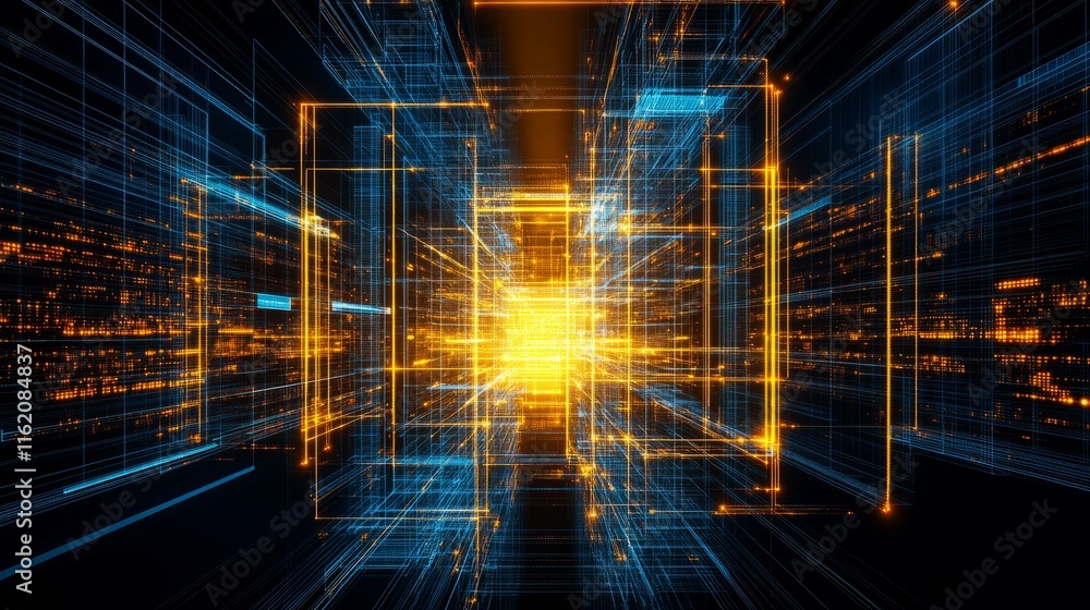 Poster digital data stream abstract network visualization