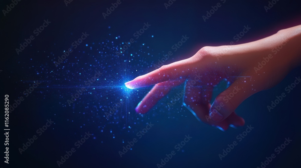 Poster hand pushing icon ui of cloud computing technology internet storage network concept