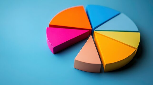 A colorful pie chart with various segments, illustrating data distribution or proportions in a visually appealing manner.