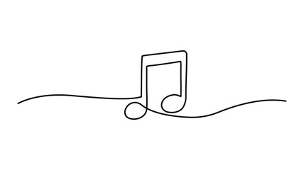Obraz premium Music notes continuous one-line drawing, Hand drawing musical note Vector illustration 