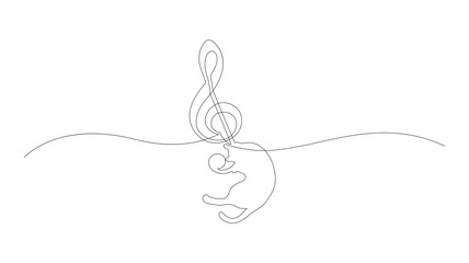 Music notes continuous one-line drawing, Hand drawing musical note Vector illustration 