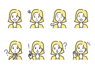 キャリアウーマンの人物アイコンセット