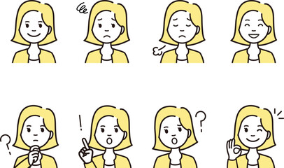 キャリアウーマンの人物アイコンセット